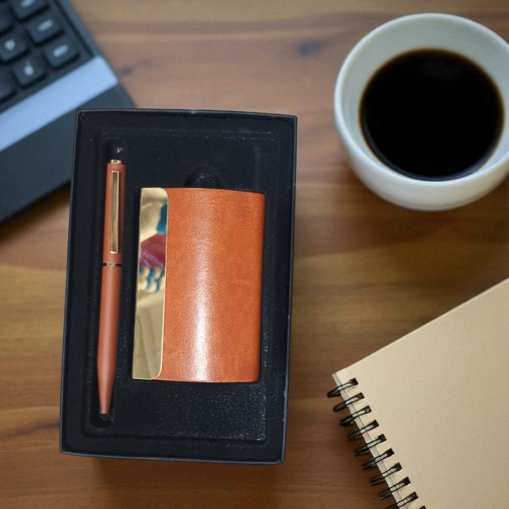 Shayona Luxury 2-in-1 Gift Set – Black Leather Wallet & Pen Combo in Premium Box | Corporate & Personal Gift