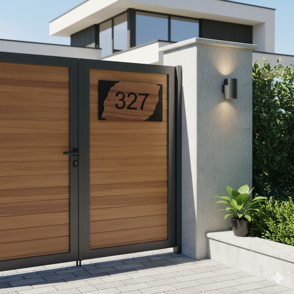 Personalized House Name Plate  | Custom Home Address & Family Name Sign | Modern Gate Plaque