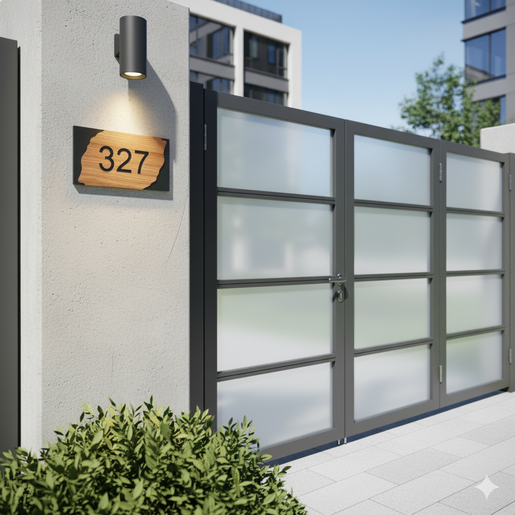 Personalized House Name Plate  | Custom Home Address & Family Name Sign | Modern Gate Plaque