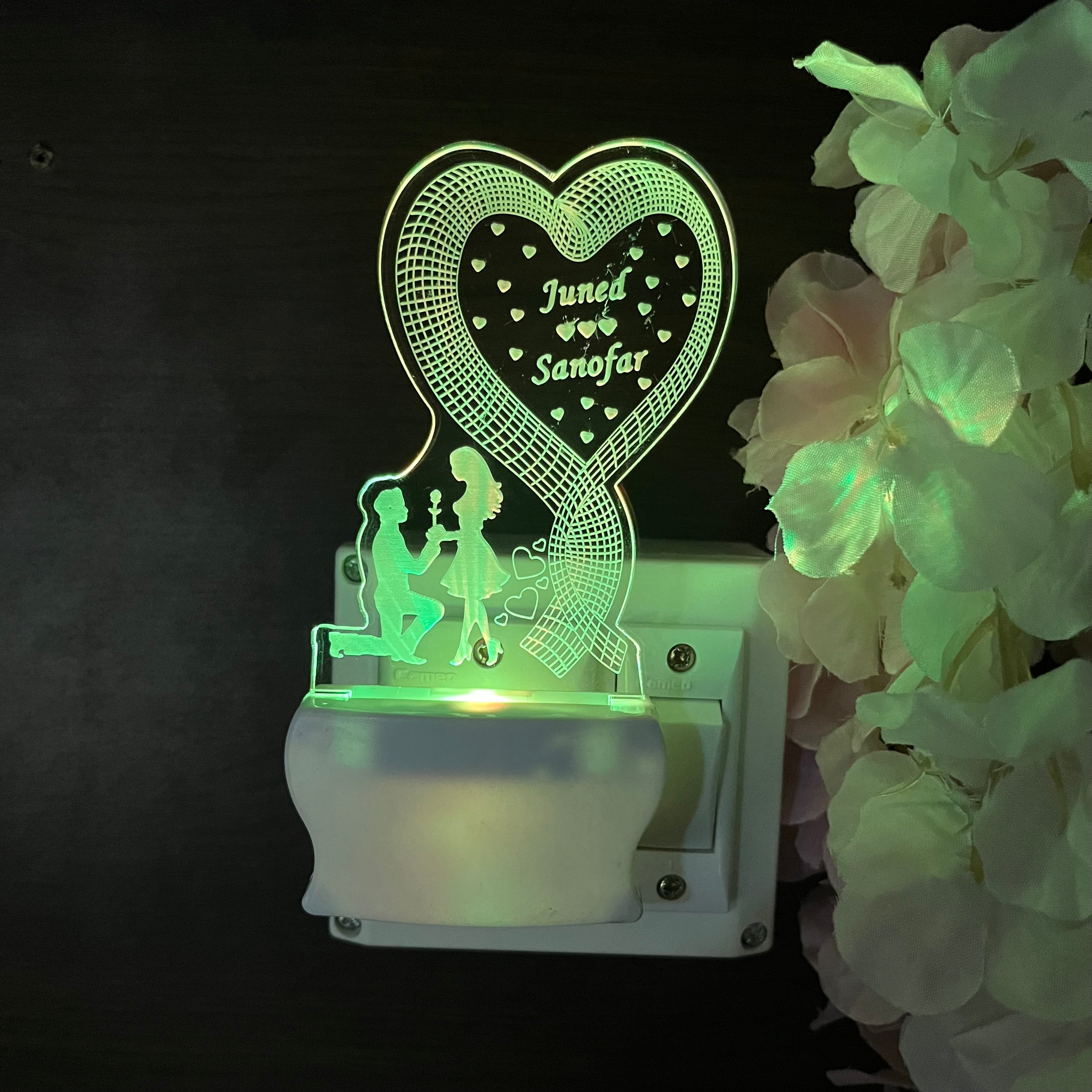 LOVE TEDDY BEER  Personalize Single Heart Plug in Lamp