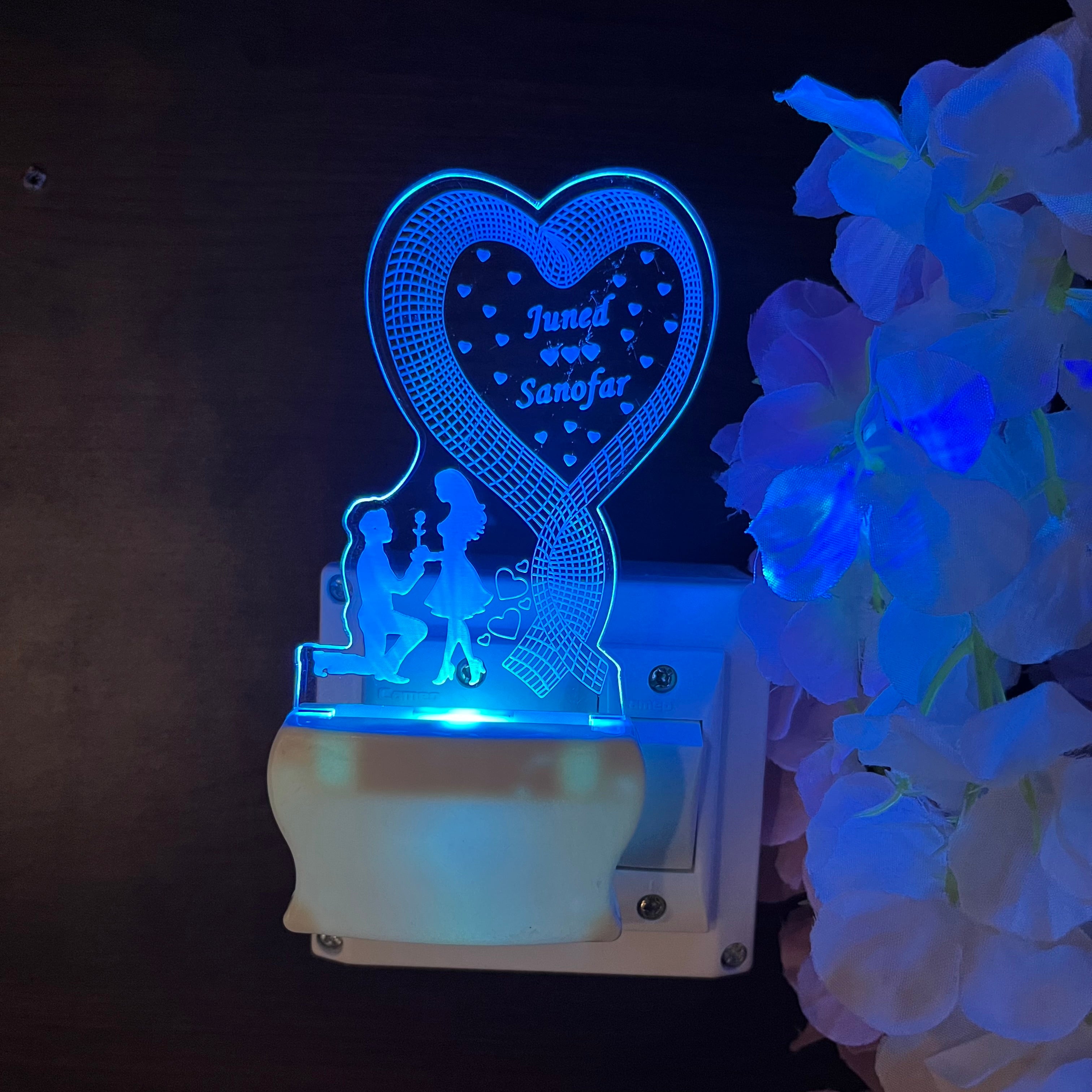 LOVE TEDDY BEER  Personalize Single Heart Plug in Lamp