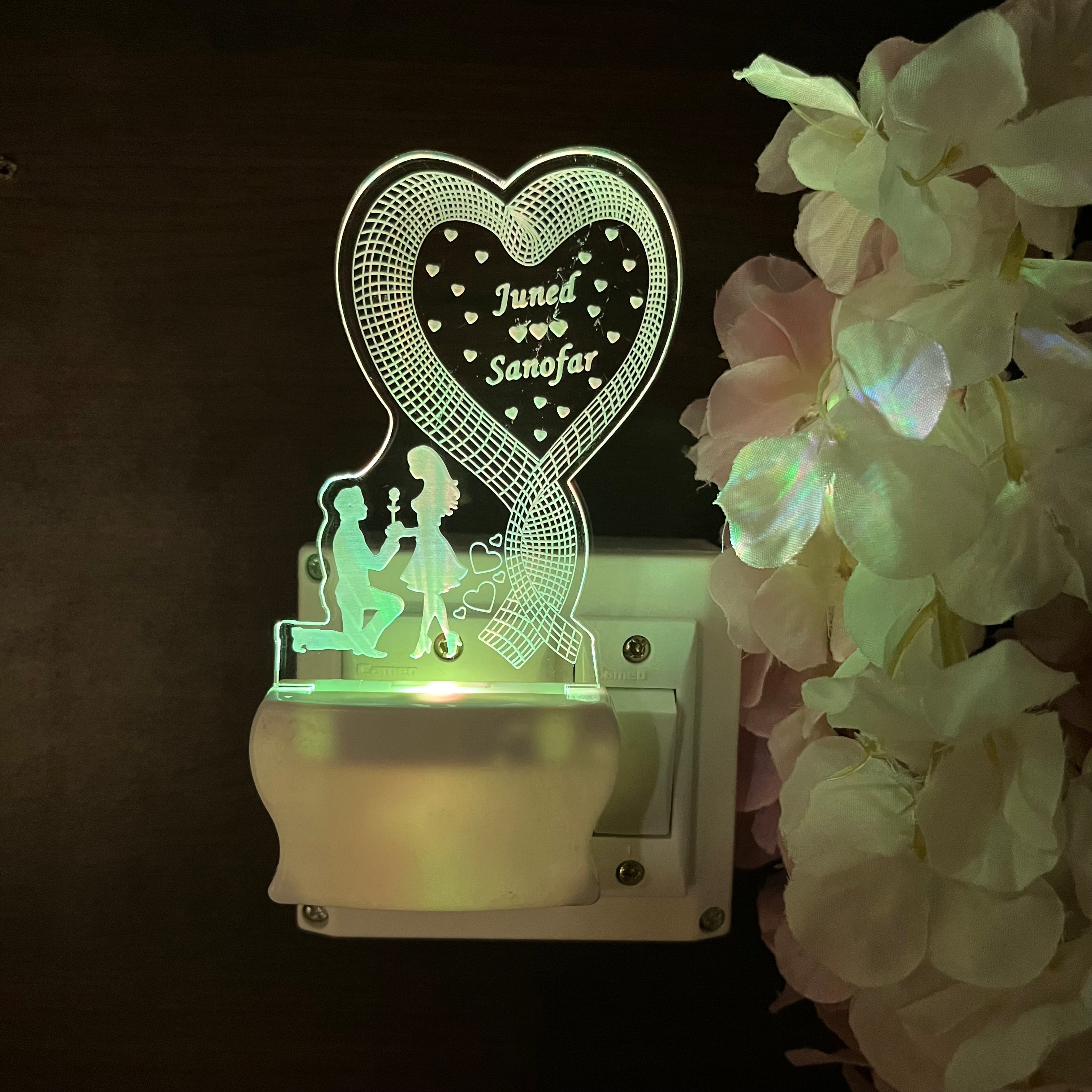 LOVE TEDDY BEER  Personalize Single Heart Plug in Lamp