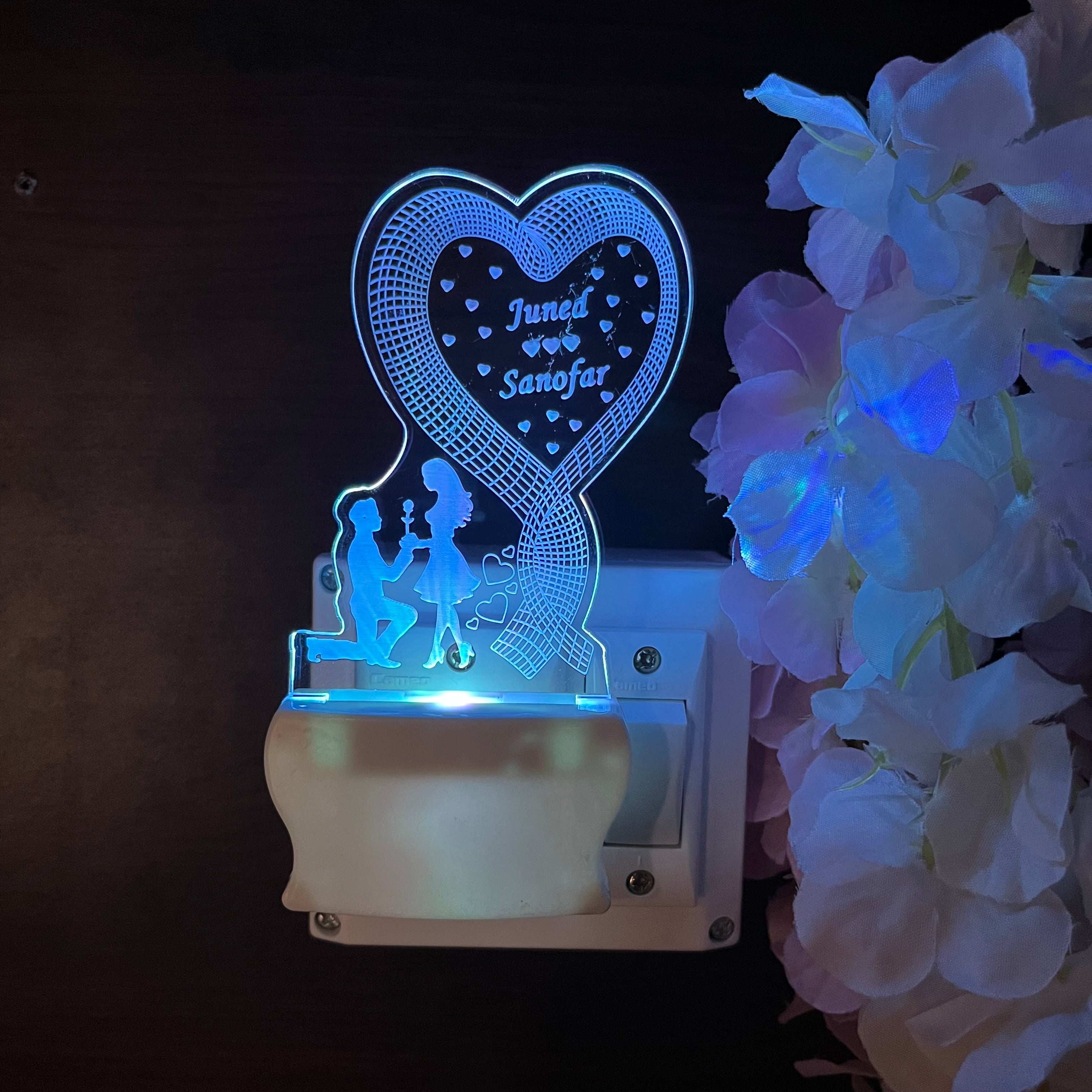 LOVE TEDDY BEER  Personalize Single Heart Plug in Lamp