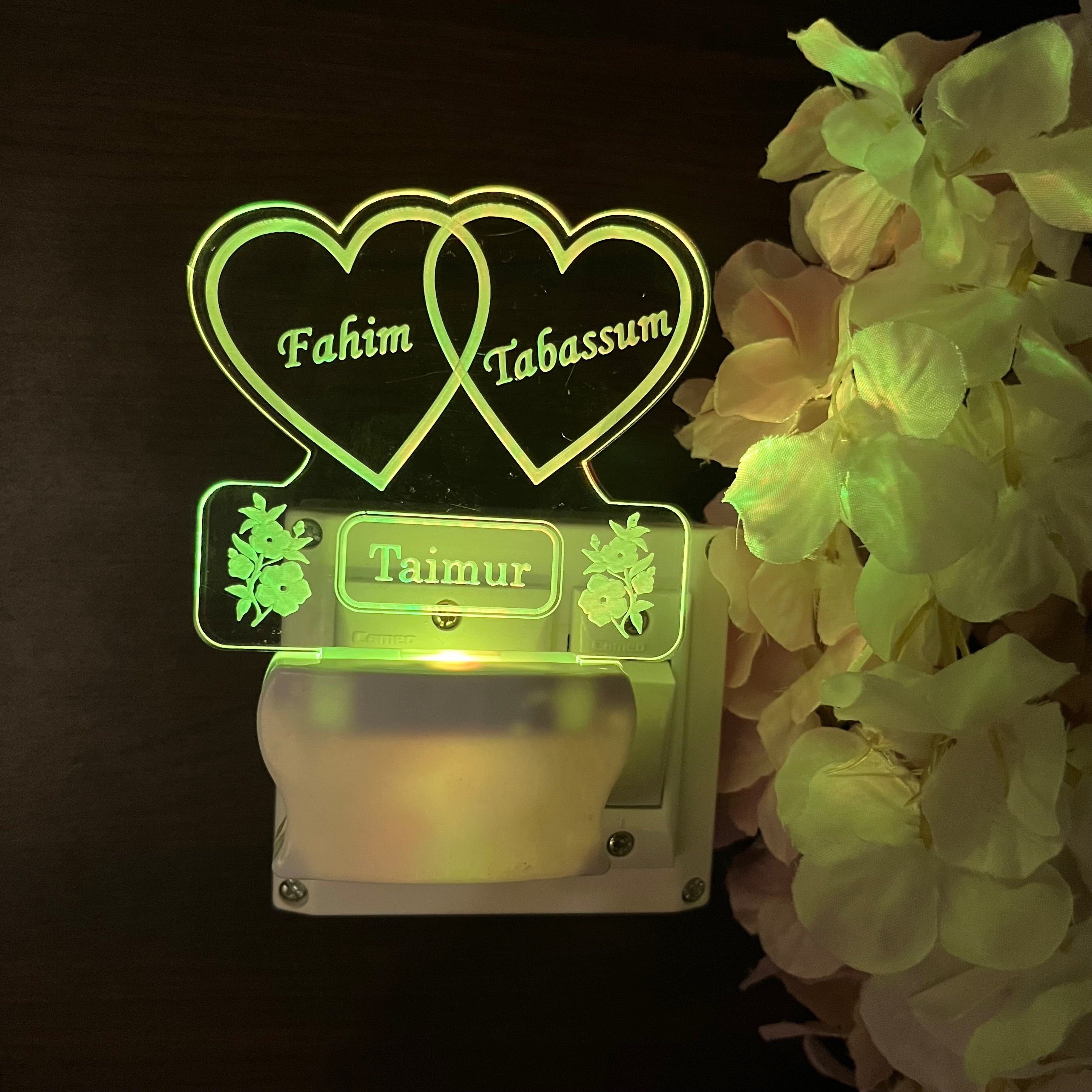 I LOVE YOU WITH 3 HEART  Personalize Single Heart Plug in Lamp