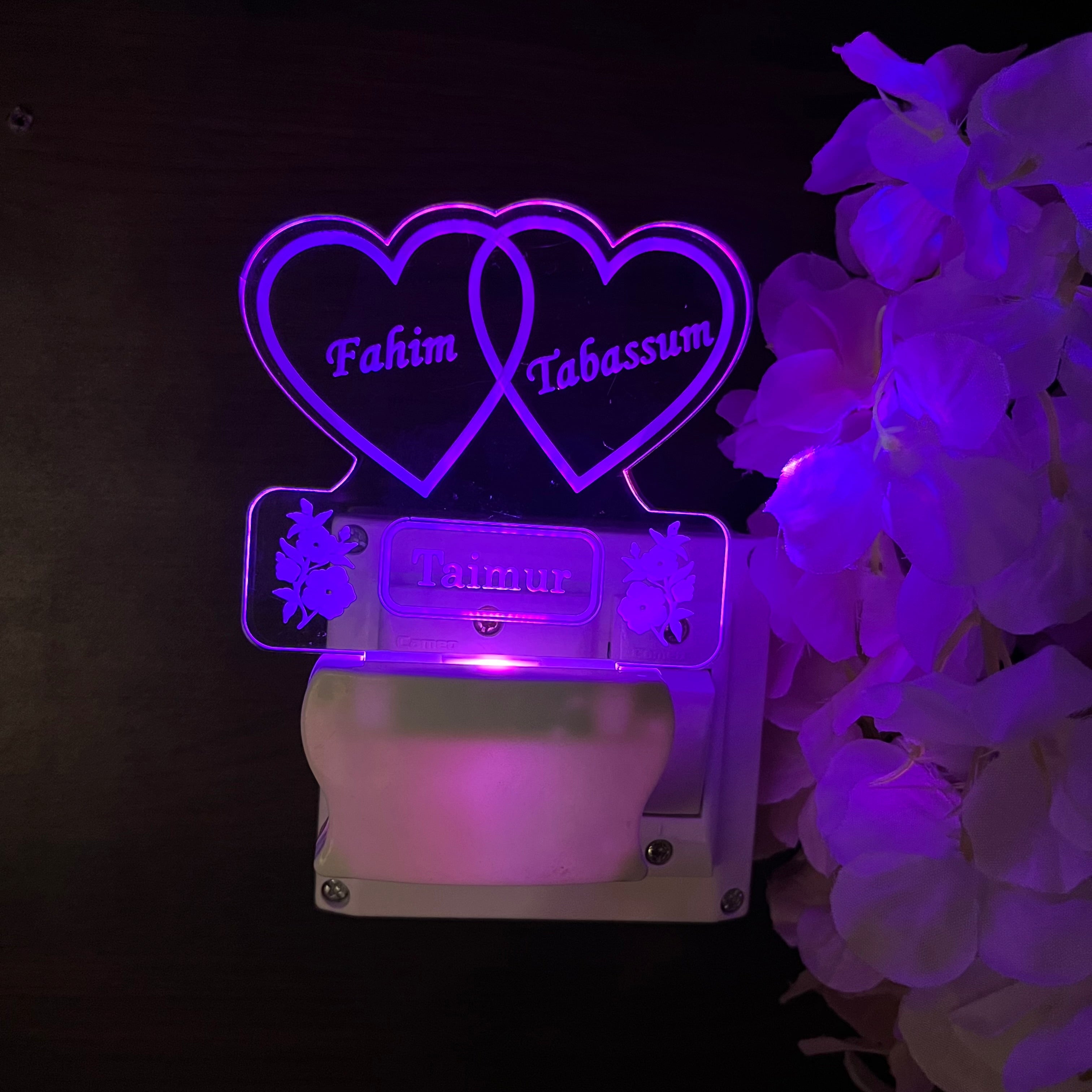 I LOVE YOU WITH 3 HEART  Personalize Single Heart Plug in Lamp