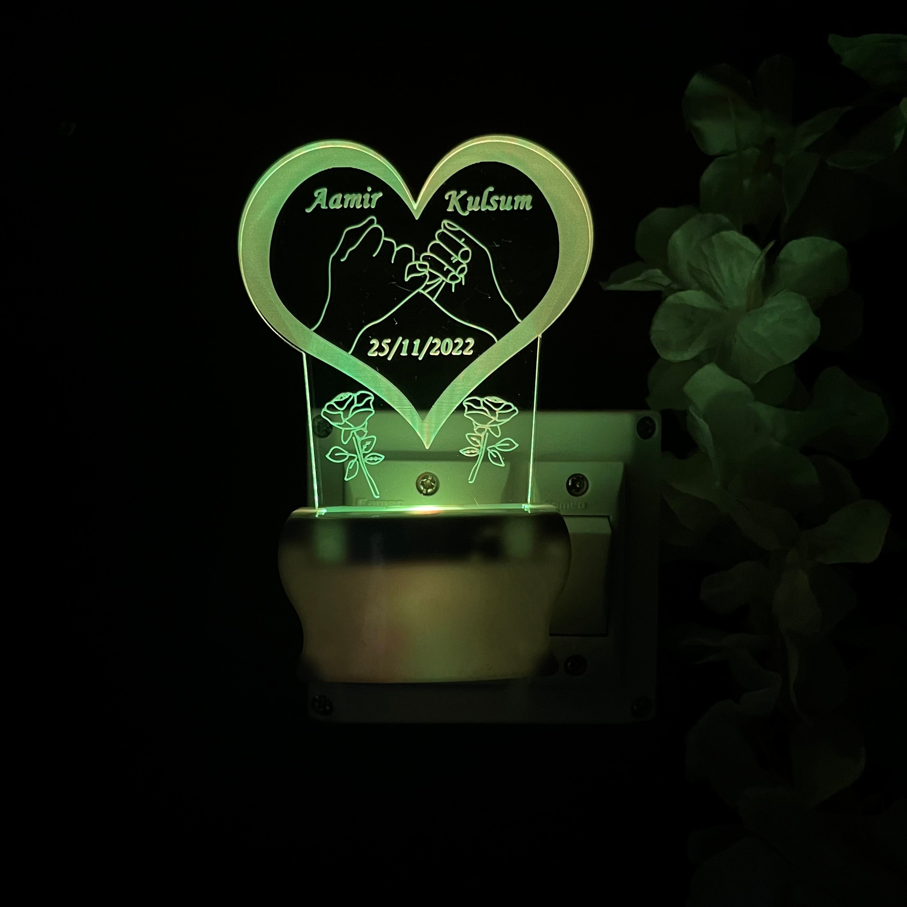 COUPLE LOVE Personalize Single Heart Plug in Lamp