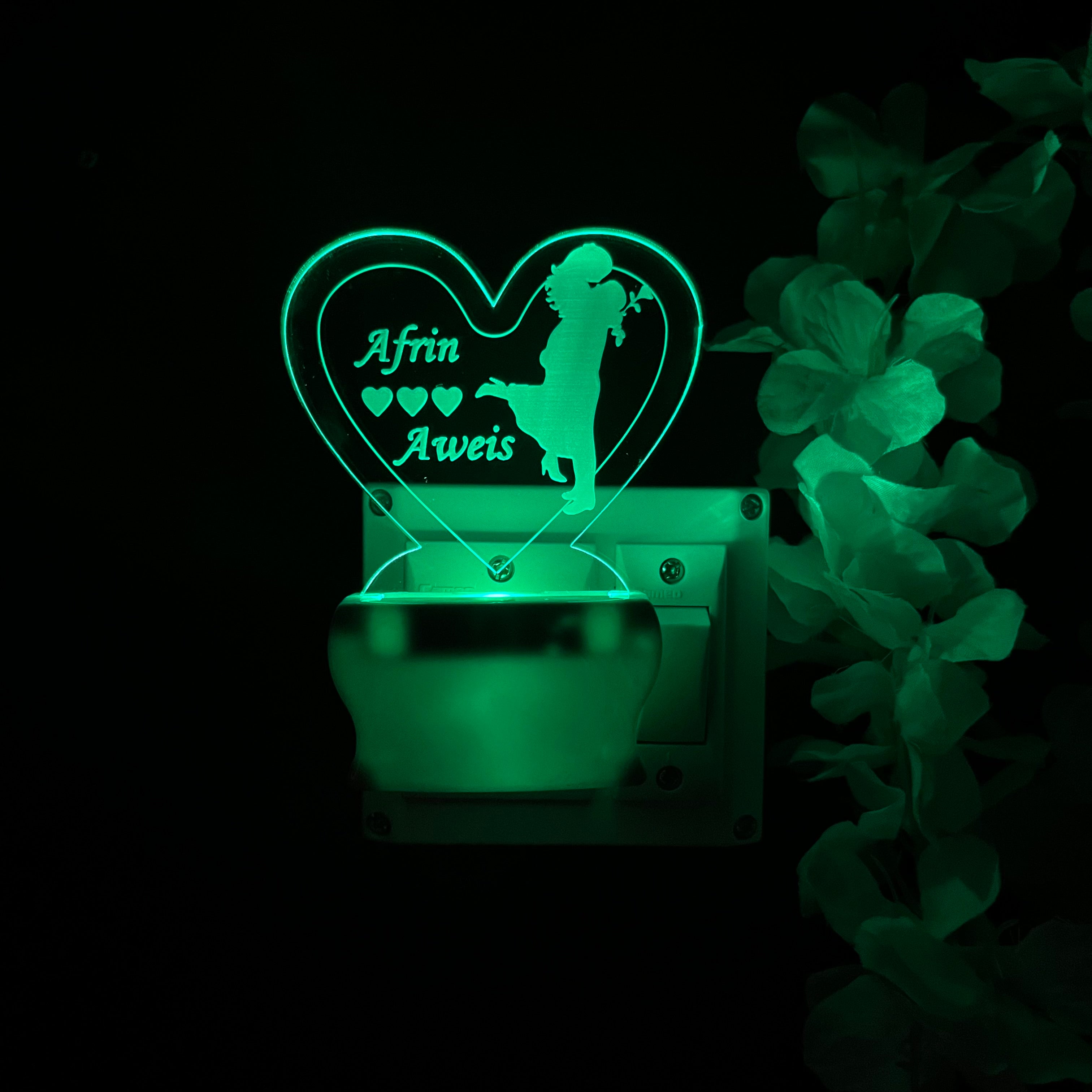 MR. MRS LOVE Personalize LOVE Heart Plug in Lamp