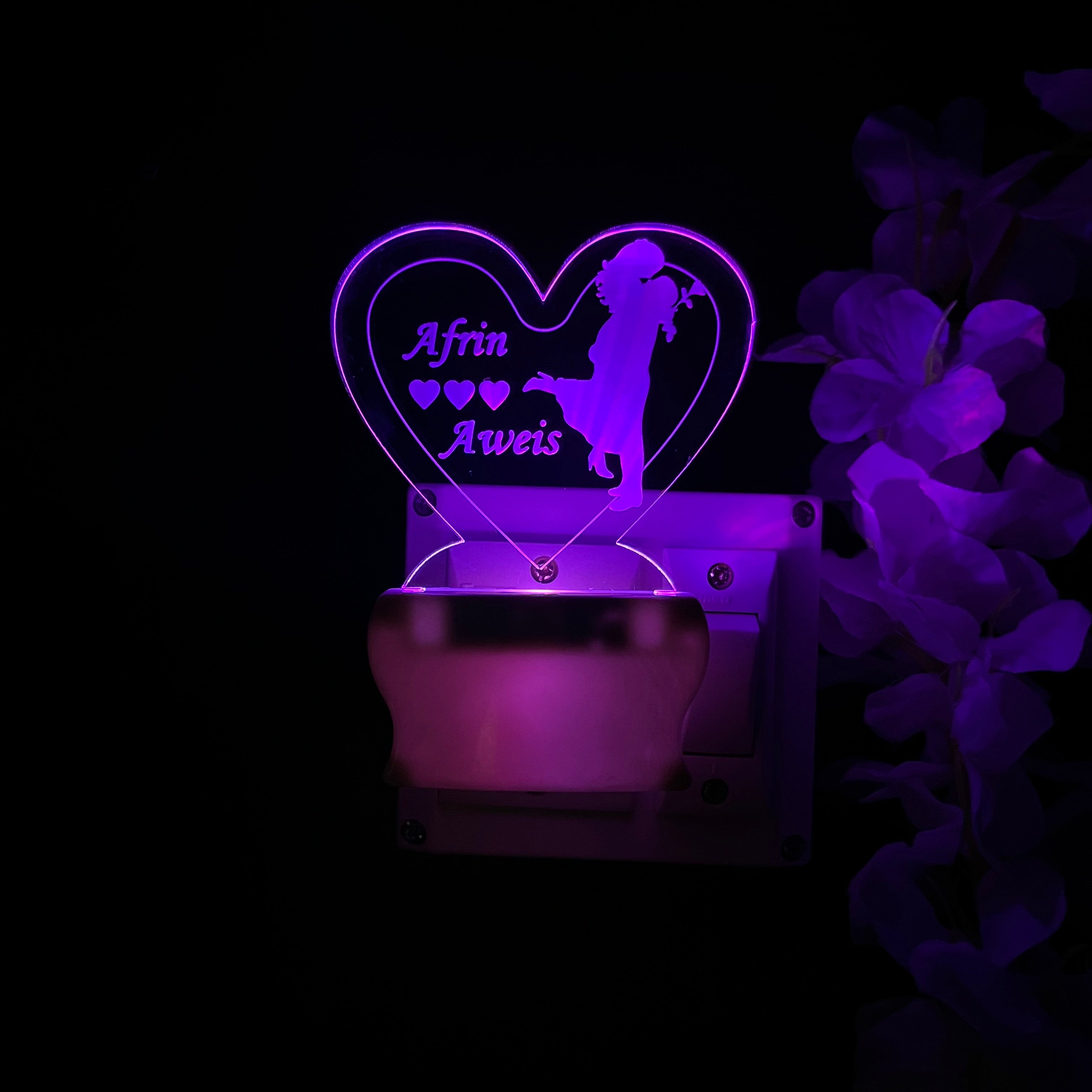 MR. MRS LOVE Personalize LOVE Heart Plug in Lamp