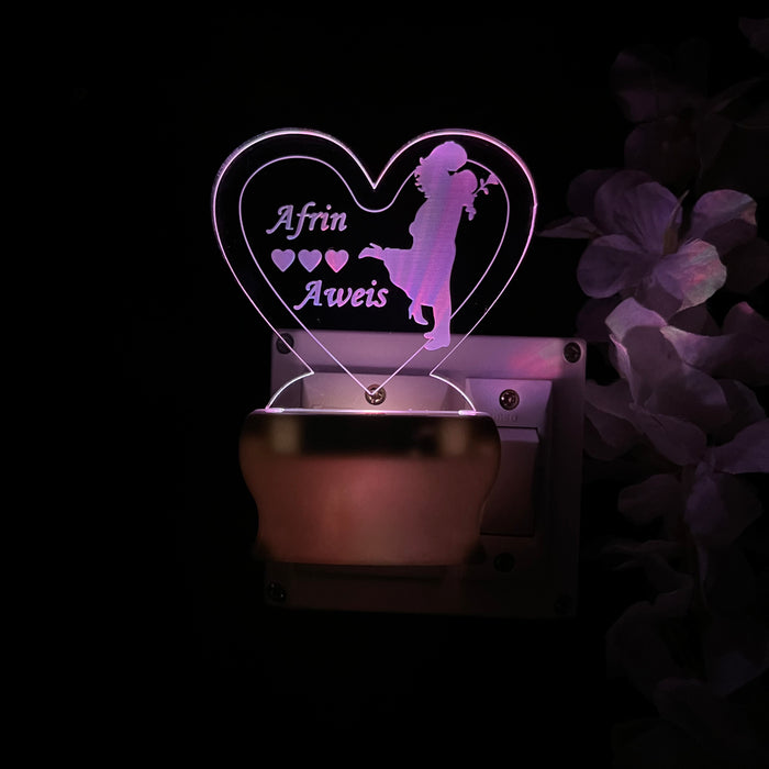 MR. MRS LOVE Personalize LOVE Heart Plug in Lamp