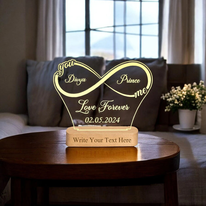 Shayona Personalized Infinity LED Night Lamp – Custom Couple Name & Date Engraving