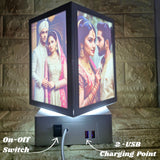 Shayona Gift Shop-Personalized Rotating Photo Cube Lamp with LED Light | Custom Image Night Lamp for Couples | Ideal Wedding, Anniversary & Birthday Gift