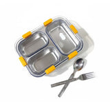Shayona Customized Name Stainless Steel 3-Compartment Lunch Box | Leakproof Tiffin for Kids & Adults
