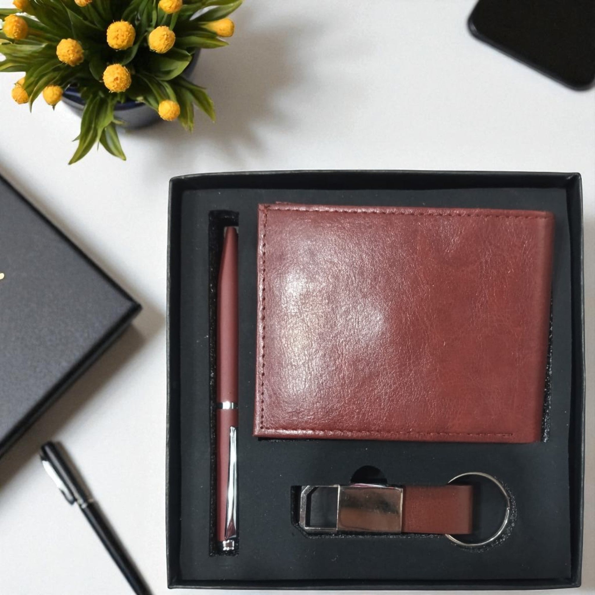Shayona Premium combo set 3-in-1 Gift Set – Wallet, Keychain & Pen Combo in Luxury Box | Corporate & Personal Gifting