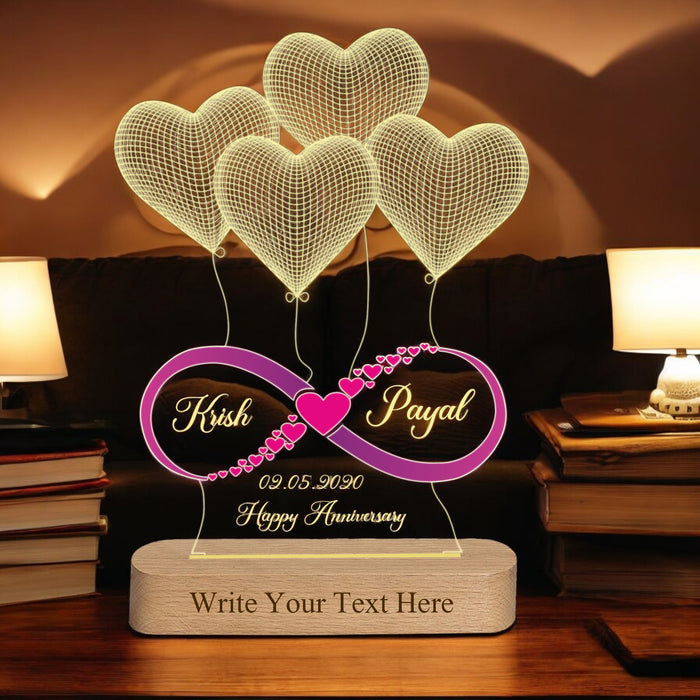 Personalized 3D illusion LED infinity Love Lamp