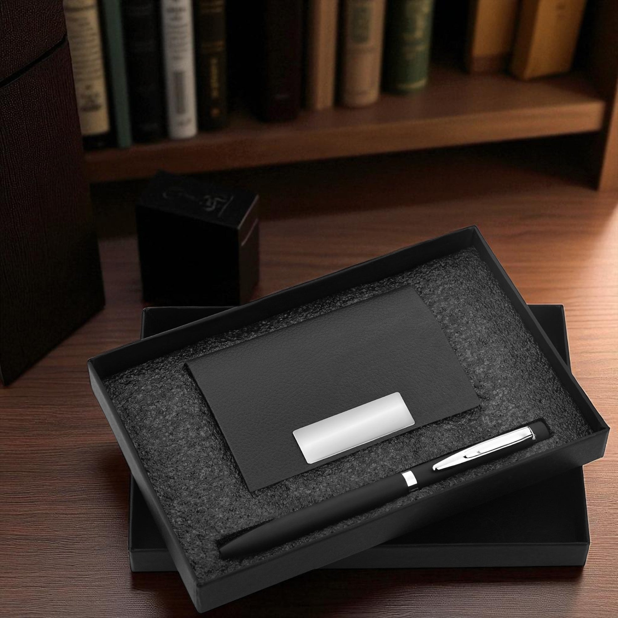 Shayona Premium 2-in-1 Gift Set – Leather Card Holder & Elegant Pen in Luxury Box | Corporate & Personal Gift Combo
