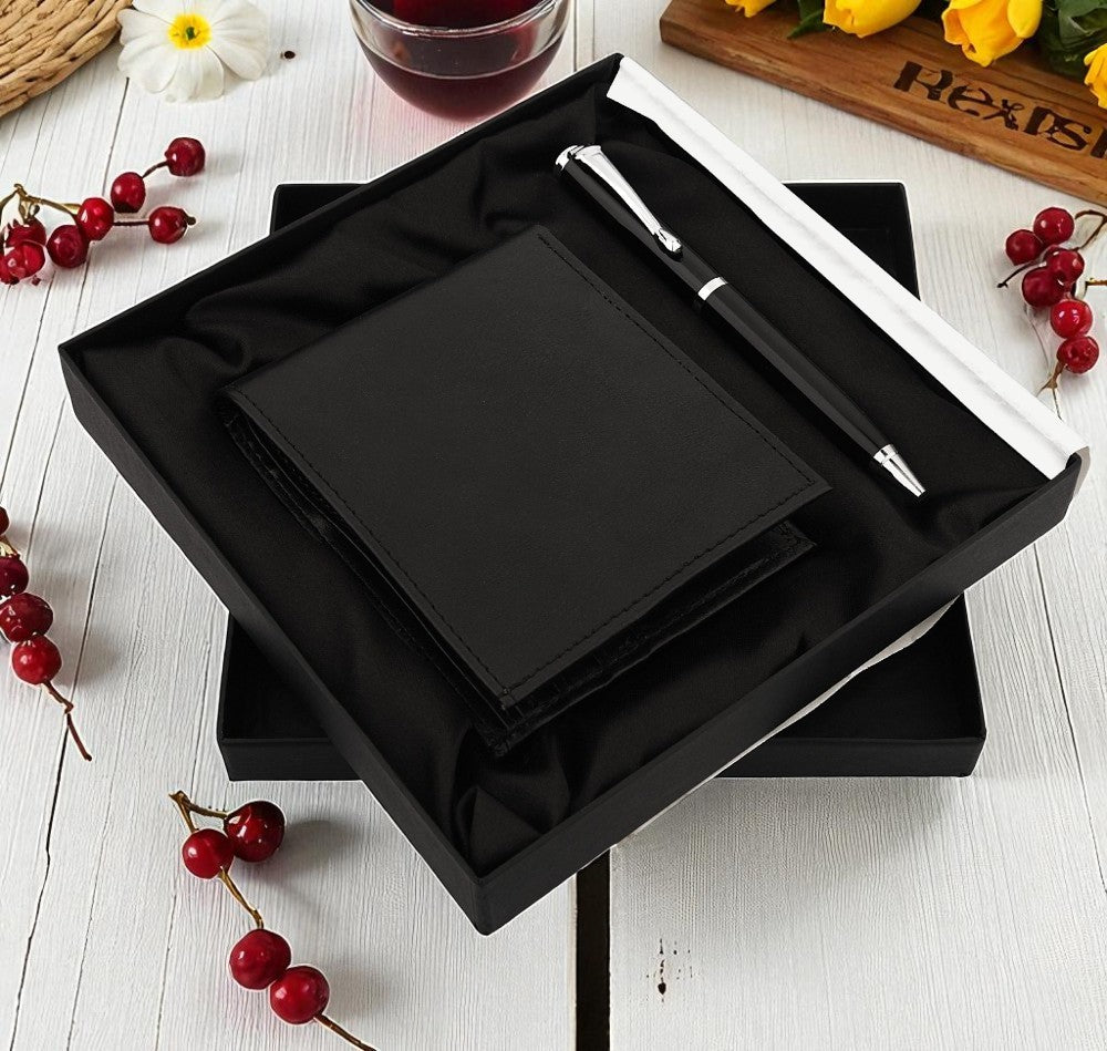 Shayona Premium gift 2-in-1 Gift Set – Leather Wallet & Elegant Pen in Luxury Box | Corporate & Personal Gift Combo