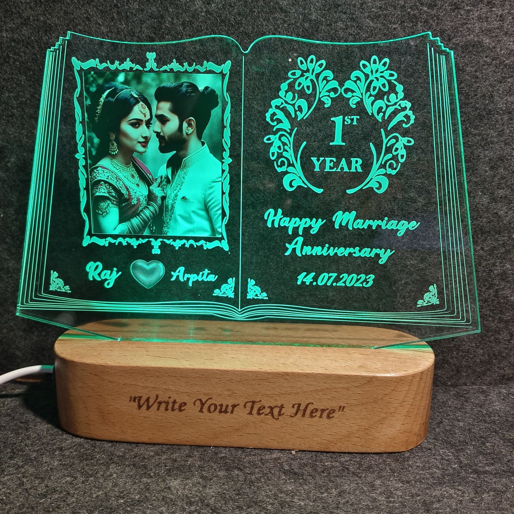 Shayona Personalized LED Table Lamp for Couples| Customized Name , photo  Night Lamp for Wedding Marriage Anniversary| Wedding Return Couple Gift for Friend, Parents, Wife, Husband