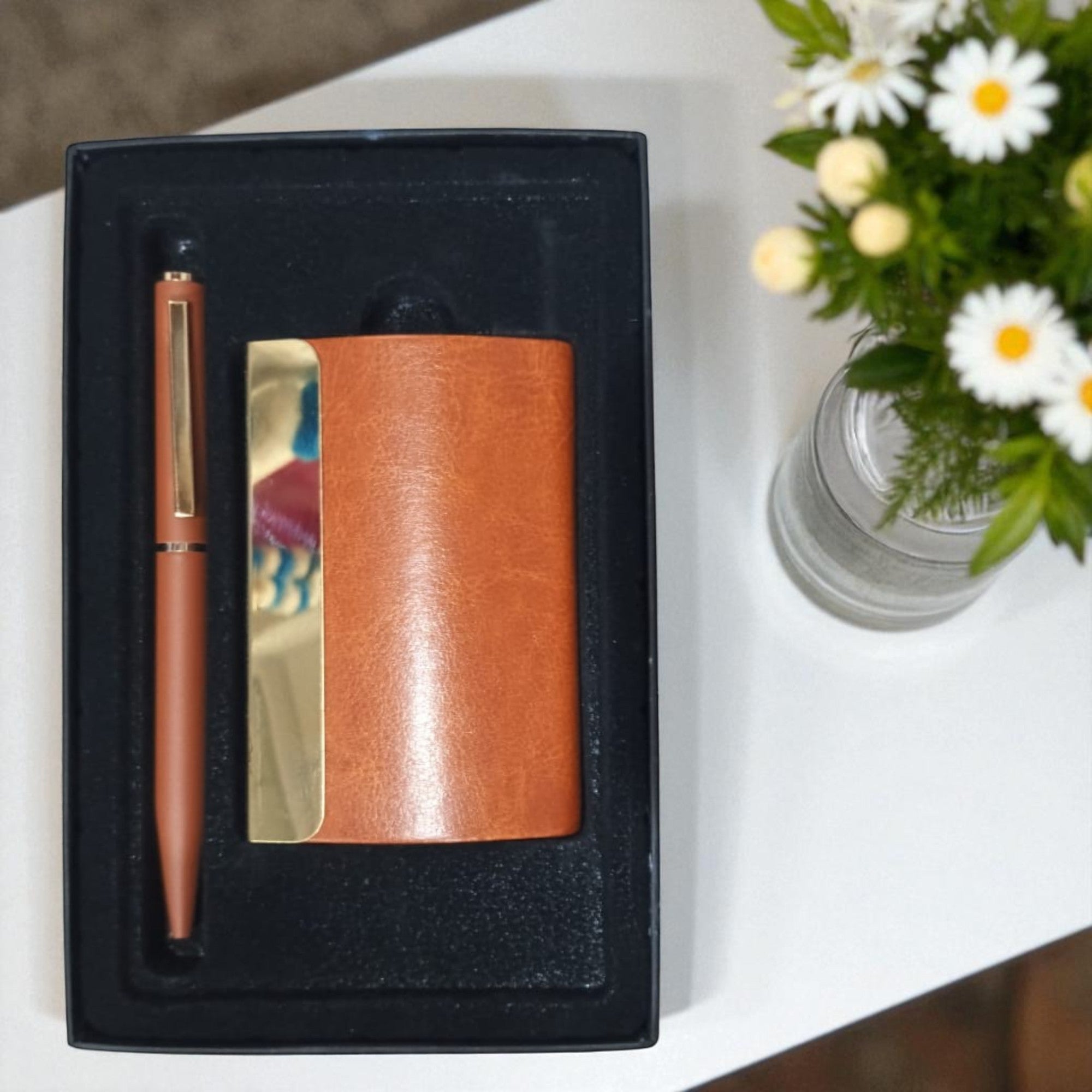 Shayona Luxury 2-in-1 Gift Set – Black Leather Wallet & Pen Combo in Premium Box | Corporate & Personal Gift