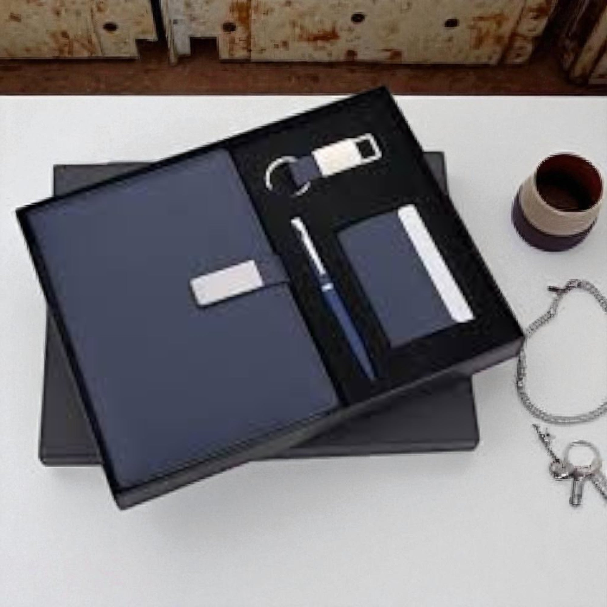 Shayona Luxury gift  4-in-1 Business Gift Set with dairy, Pen, Keychain & card holder | Premium Corporate Gift Hamper for Employees & Clients | Customizable Logo Options