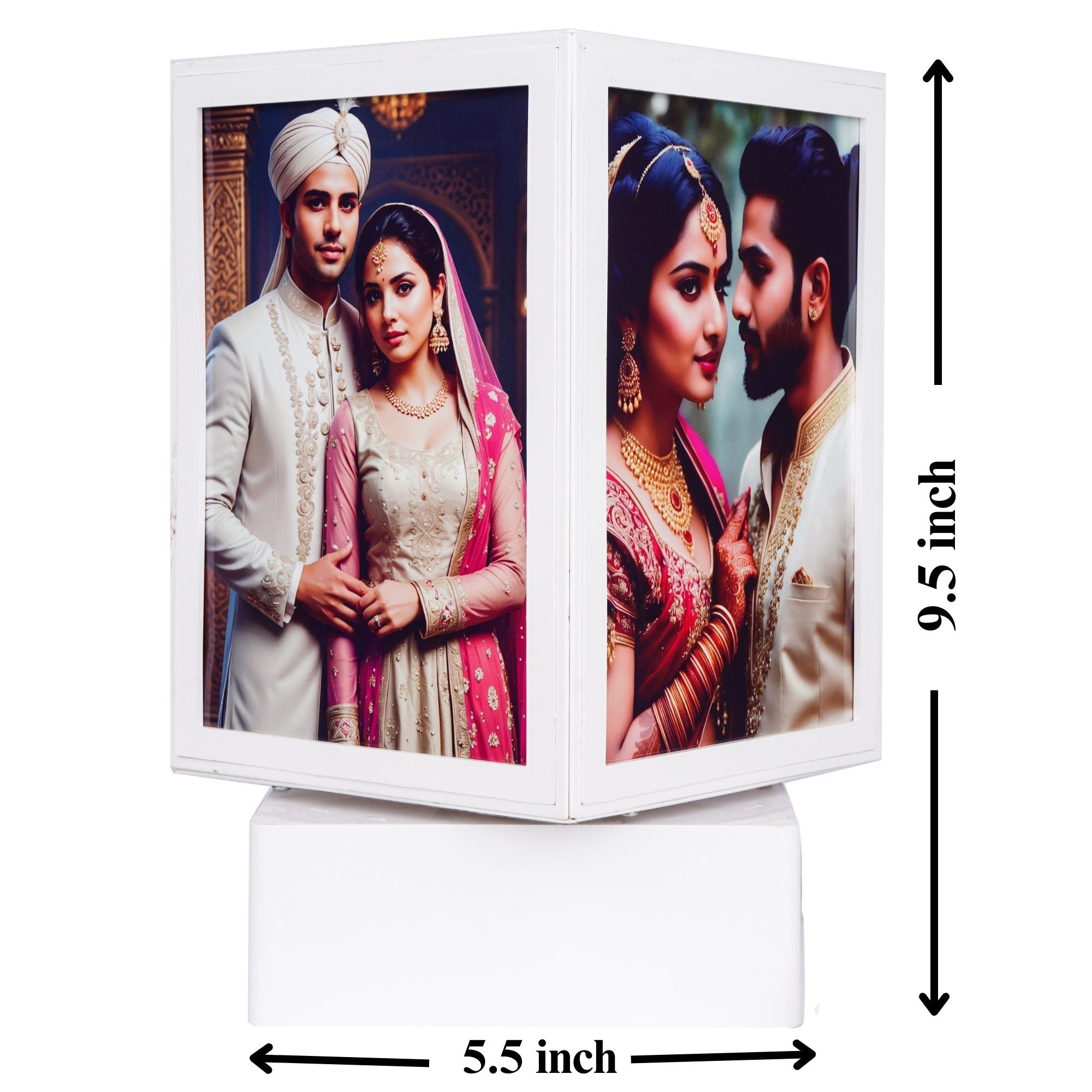 Shayona Personalized Rotating Photo Lamp with LED Light | Custom Picture Table Lamp with USB Charging Ports | Unique Wedding, Anniversary & Birthday Gift