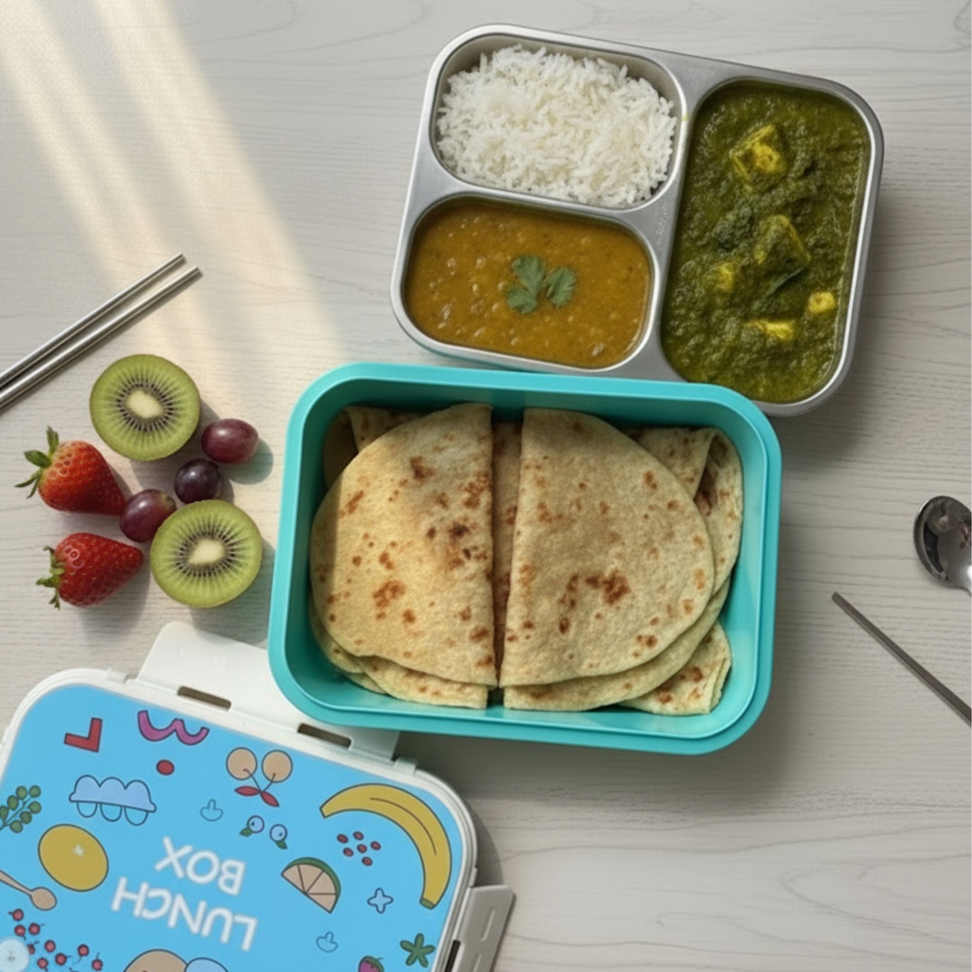 Shayona Customized Name Cute Kids Lunch Box with Fun Cartoon Design – Leak-Proof Bento Box with Spoon & Chopsticks, Durable Food Container for School