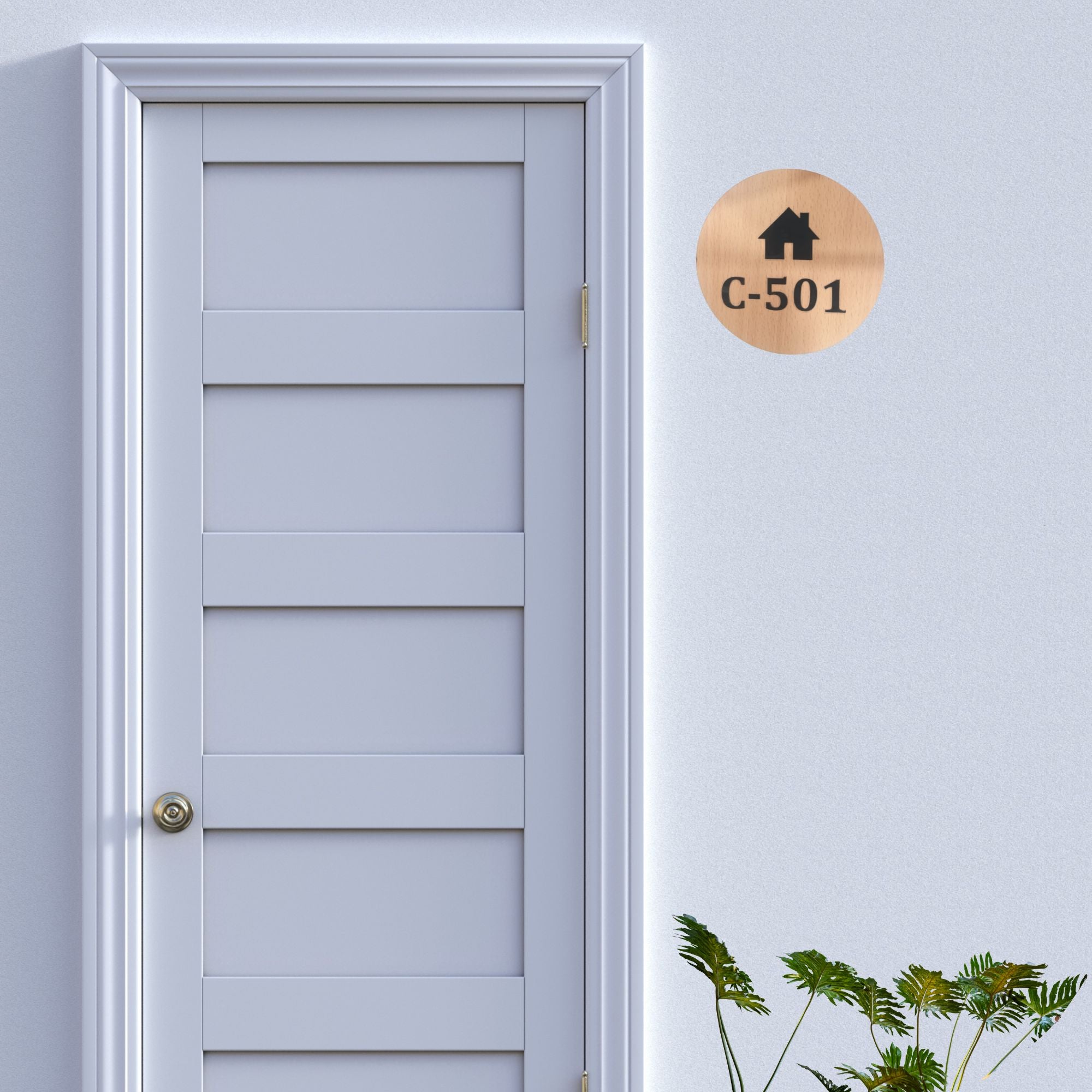 Shayona Gift Shop Round Wooden House Number Plate