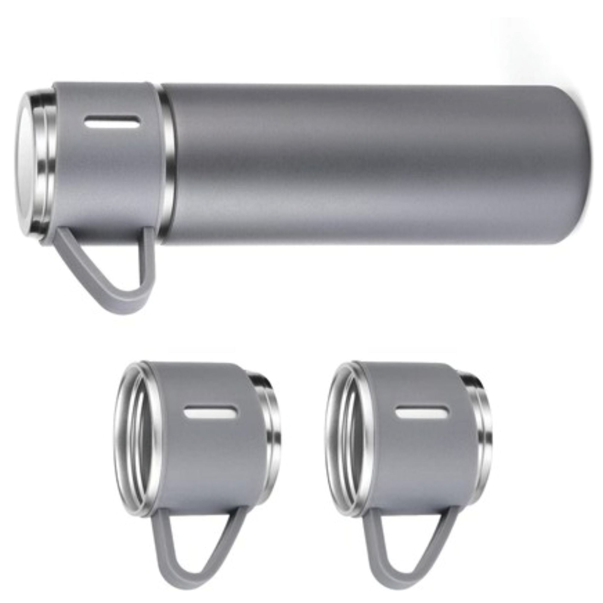 Shayona Stainless Steel Grey Vacuum Flask With 2 Cups Gift Set, For Office