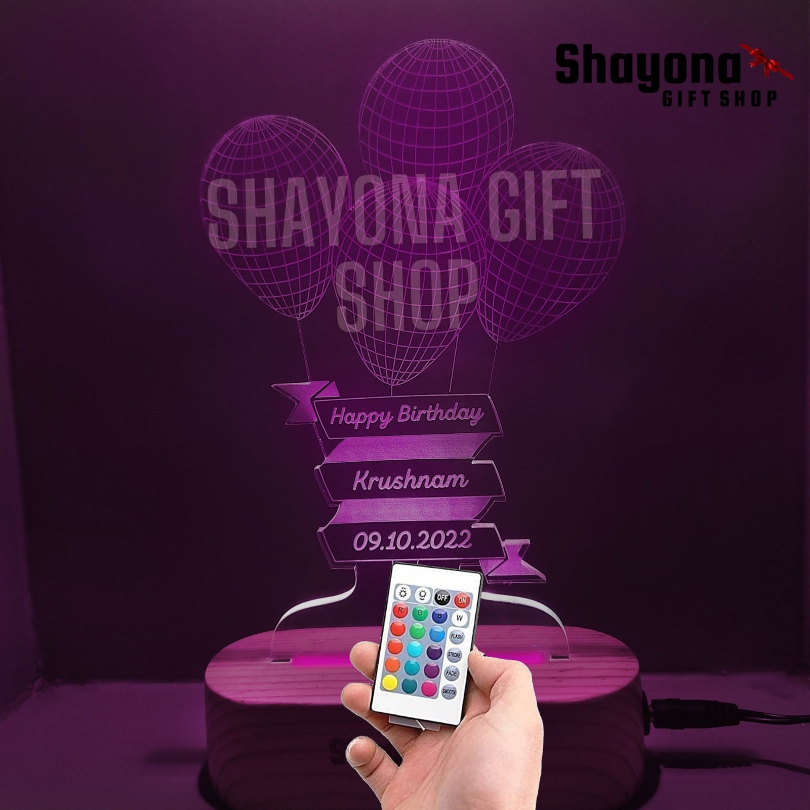 Personalized Happy Birthday wishing with Name date Acrylic LED Table Lamp