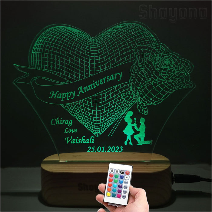 Personalized Marriage Anniversary with Name And date Acrylic LED Table Lamp