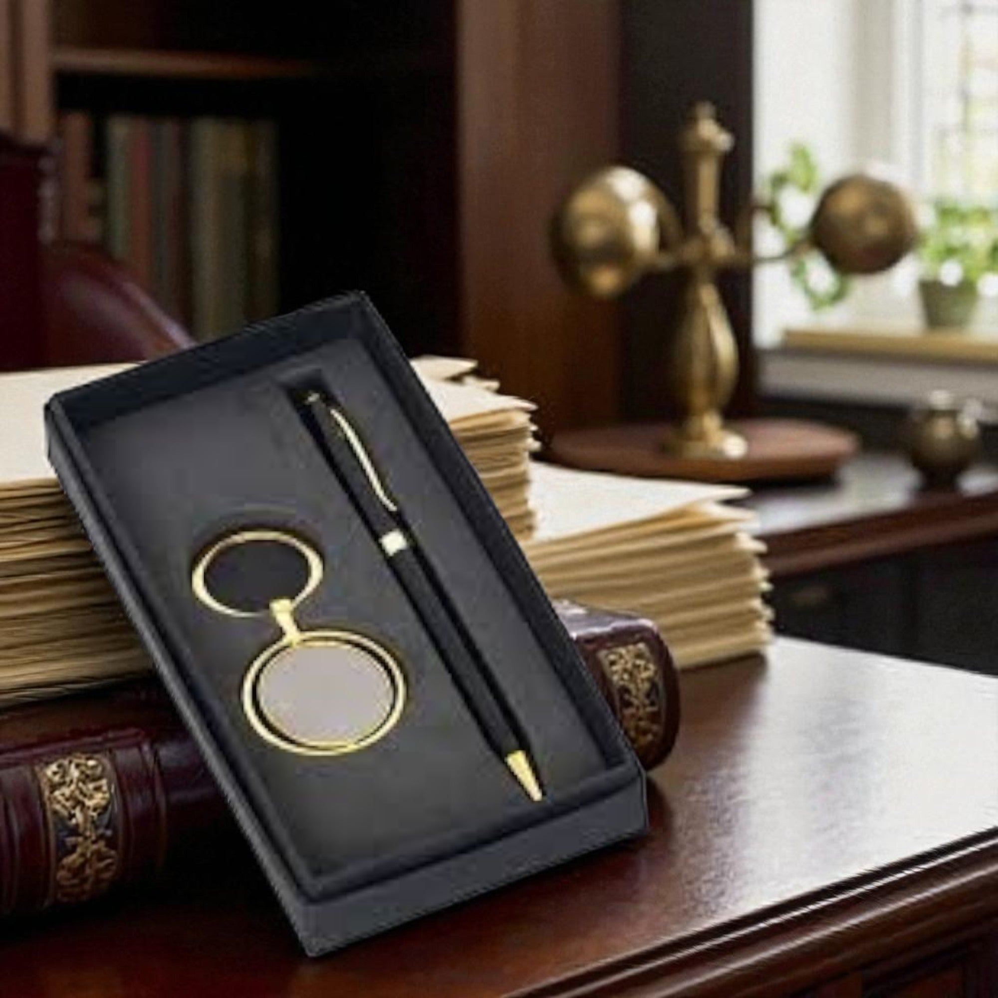 Shayona Premium Pen & Keychain Gift Set – Elegant Black & Gold Combo in Gift Box | Corporate, Office & Personal Gifting for Men & Women