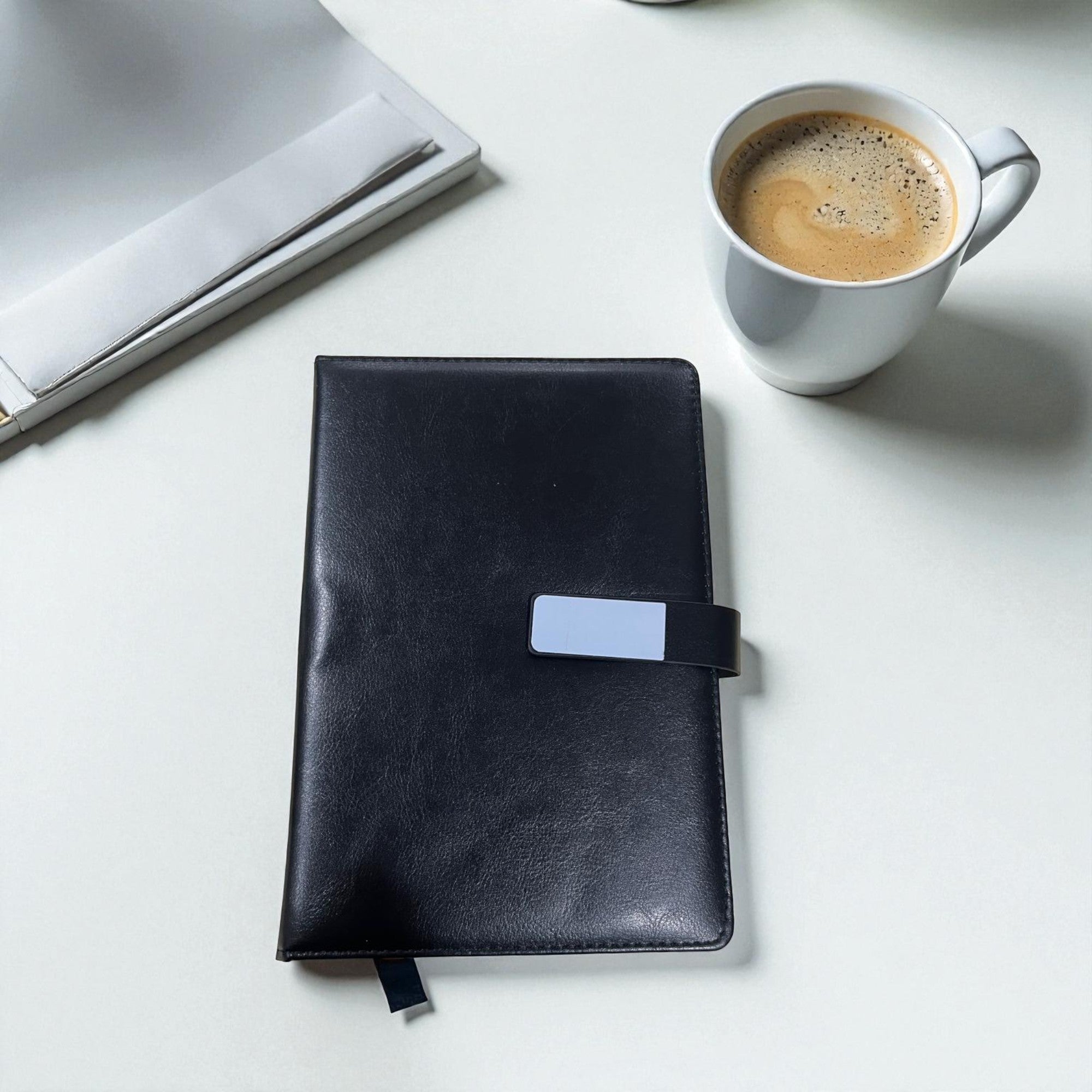 Shayona Premium Black Leather Notebook with Magnetic Closure – Stylish Executive Diary for Office & Personal Use