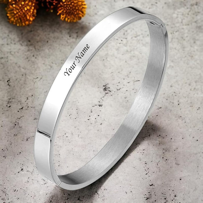 Shayona  Customized Matte Stainless silver  Kada  Bangle Bracelet Unisex Bracelet For Man & Women