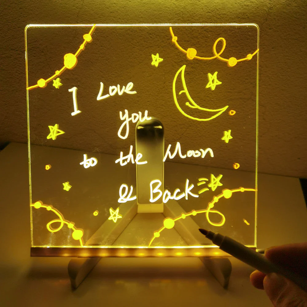 Shayona 3D Acrylic Writing Pad With Pen Message Board Rewritable Table Lamp For Study Led Light Office Home Decor Gift