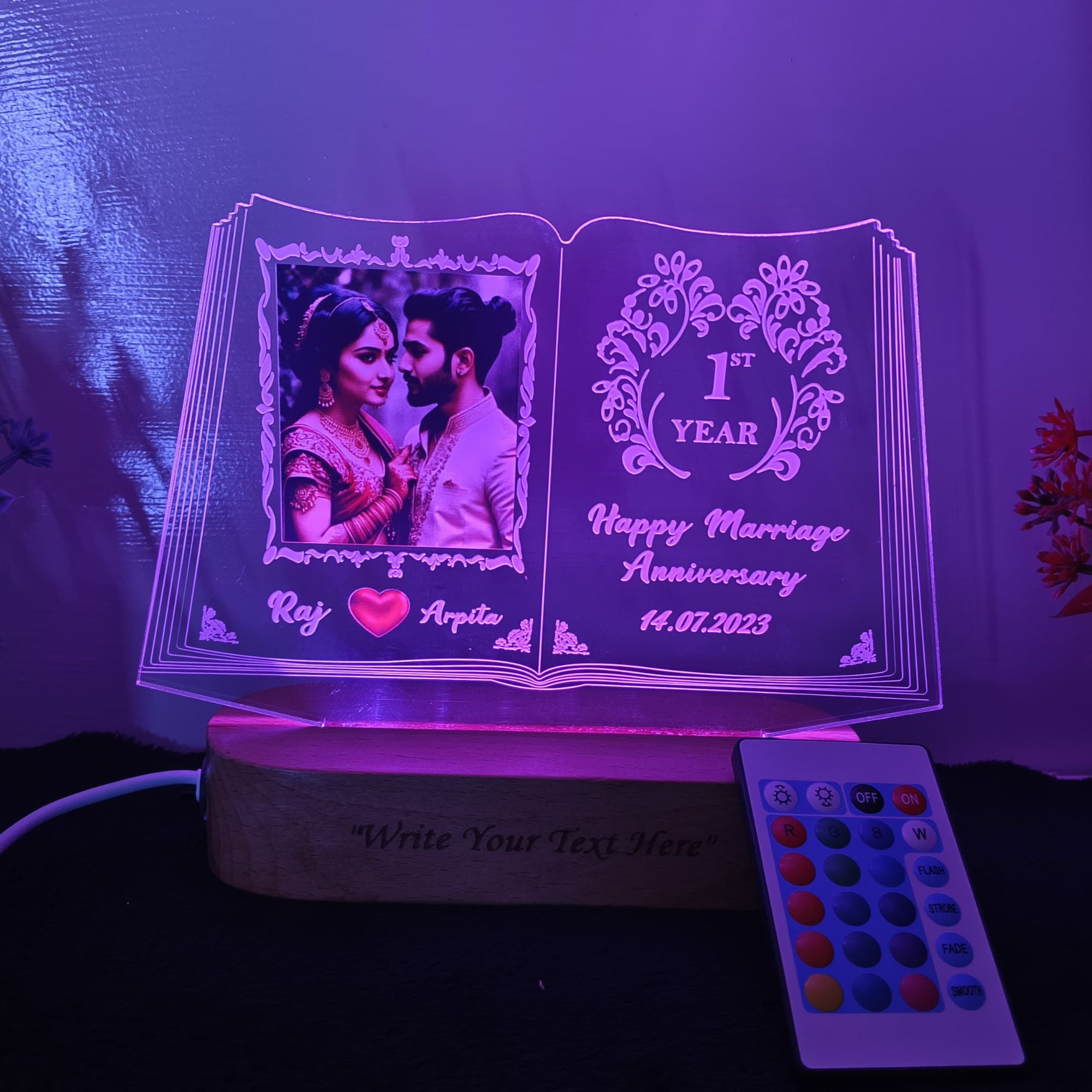 Shayona Personalized LED Table Lamp for Couples| Customized Name , photo  Night Lamp for Wedding Marriage Anniversary| Wedding Return Couple Gift for Friend, Parents, Wife, Husband
