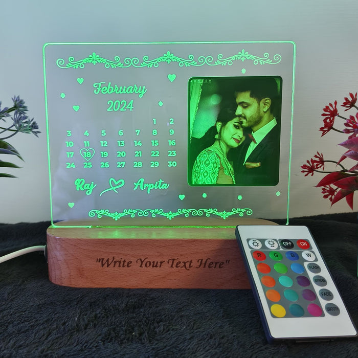 Shayona Customized/Personalized 3D Illusion Calendar Photo Frame With Name Date And Photo | Best wedding / Marriage anniversary Gift For Couple, Husband or Wife