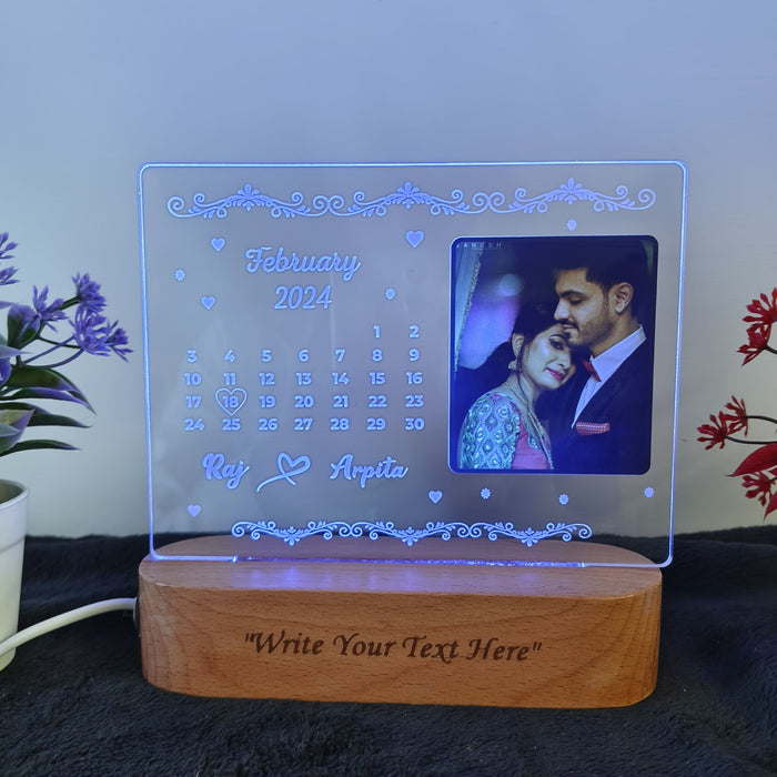 Shayona Customized/Personalized 3D Illusion Calendar Photo Frame With Name Date And Photo | Best wedding / Marriage anniversary Gift For Couple, Husband or Wife