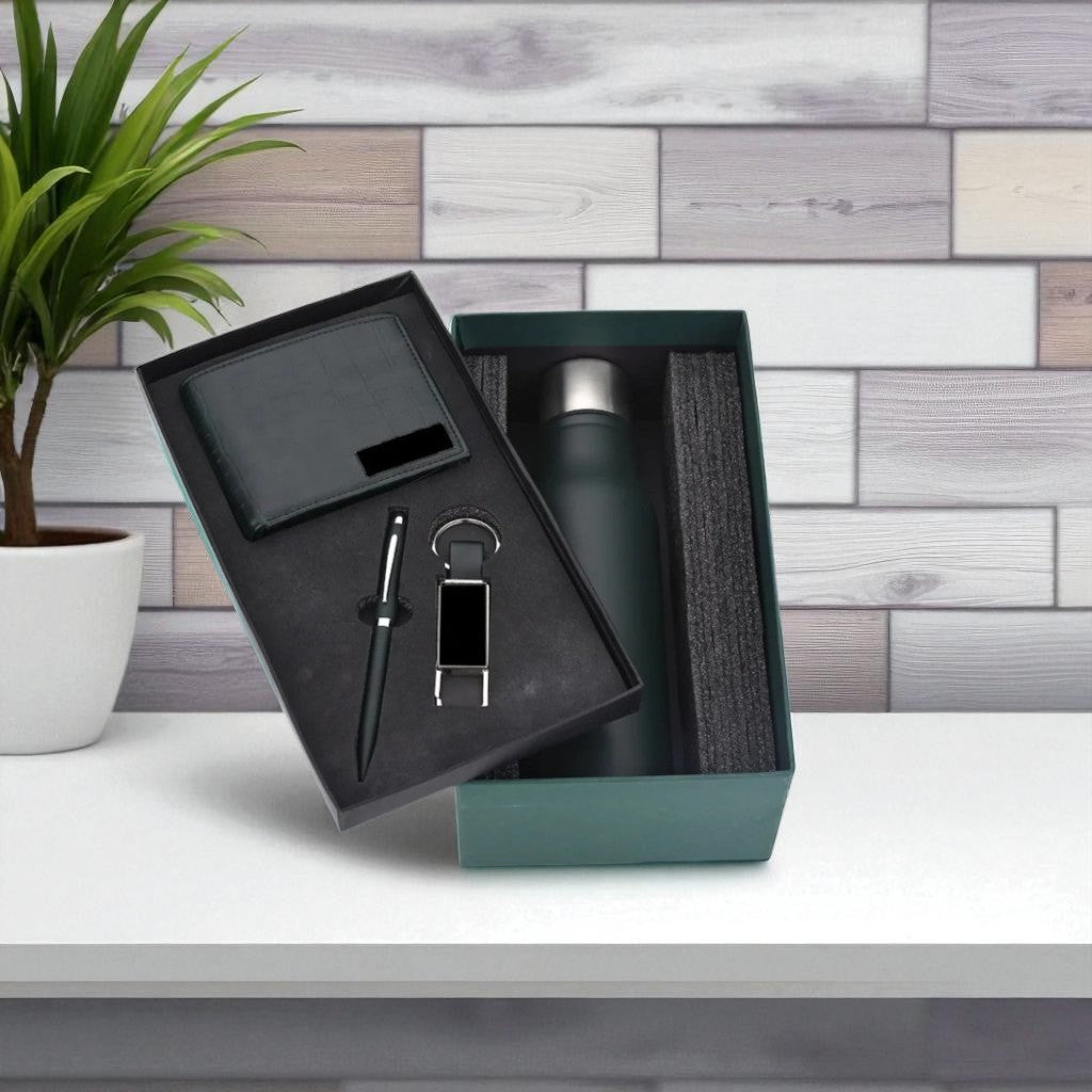 Shayona Premium Corporate Gift Set for Men – Wallet, Stainless Steel Bottle, Pen & Keychain | Luxury Gift Combo for Office, Birthday, Anniversary & Festive Gifting
