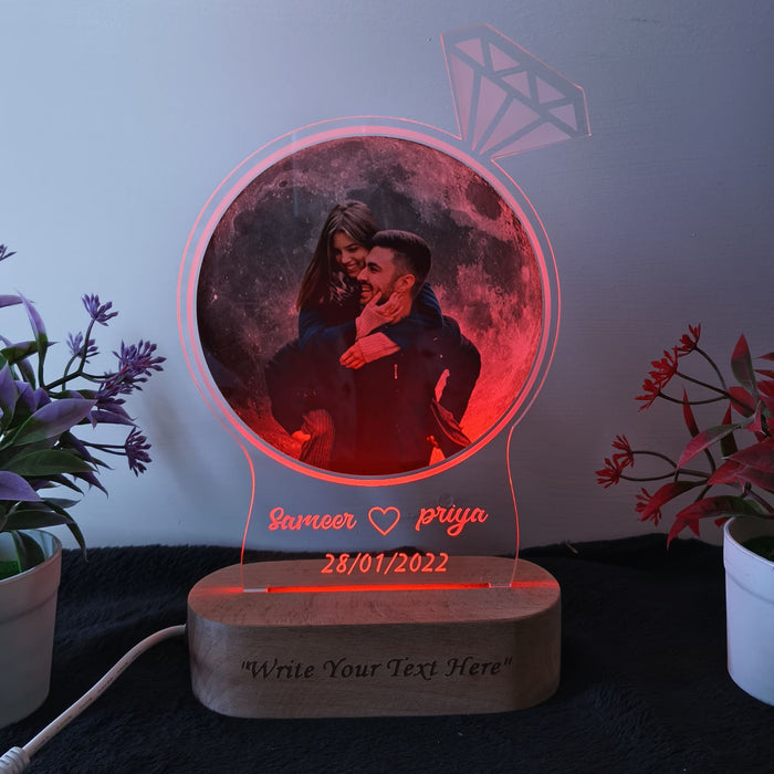 Shayona Engagement Gift – Photo Moon lamp Best Anniversary Gift for Couple Night Lamp multicolor 22cm