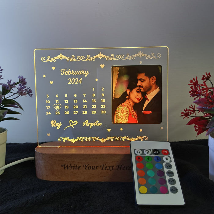 Shayona Customized/Personalized 3D Illusion Calendar Photo Frame With Name Date And Photo | Best wedding / Marriage anniversary Gift For Couple, Husband or Wife