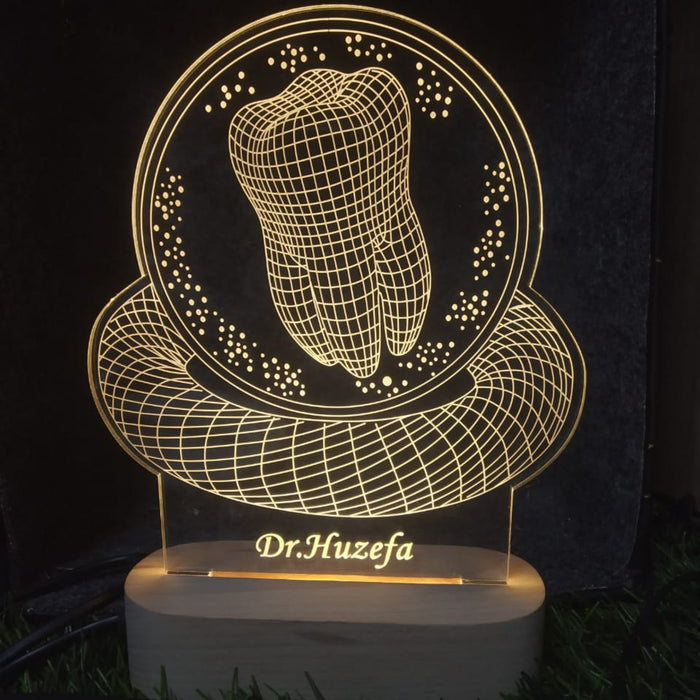 Customized/Personalized 3D Illusion Dental Doctor Name lamp Gift for Dentist  Teeth Doctor