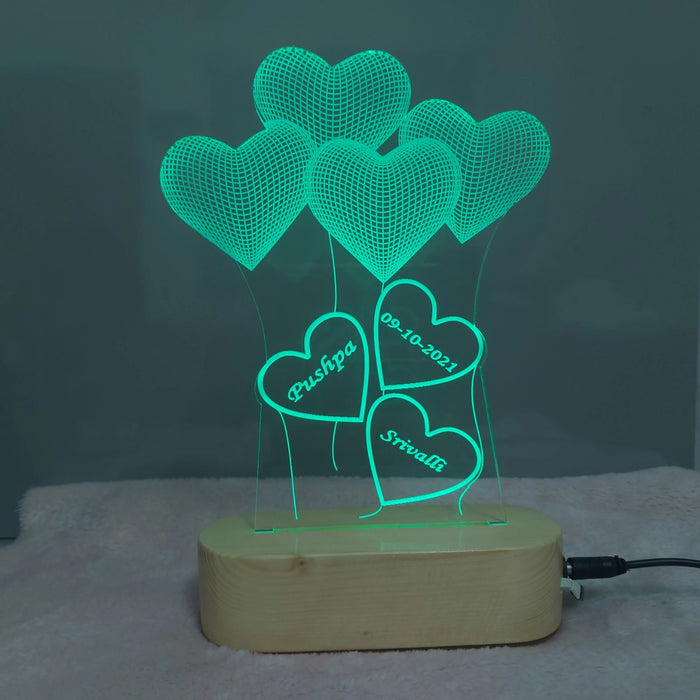 Personalized 3D Illusion LED Lamp for Anniversary and Wedding