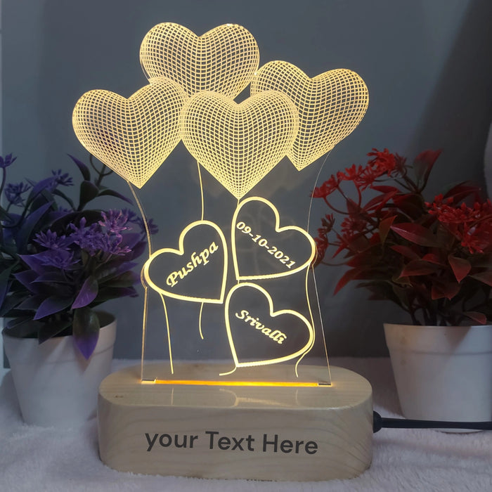 Personalized 3D Illusion LED Lamp for Anniversary and Wedding