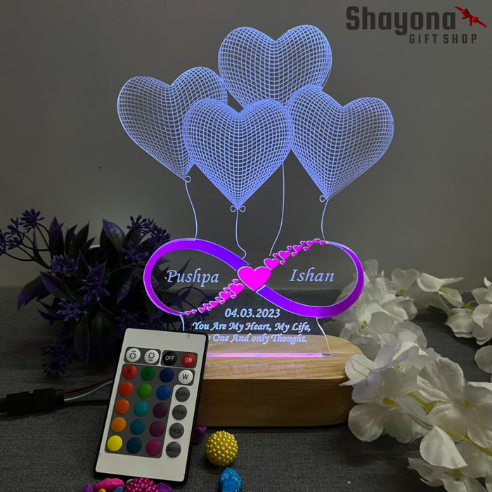 Personalized 3D illusion LED infinity Love Lamp