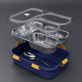 Shayona Customized Name Stainless Steel 3-Compartment Lunch Box | Leakproof Tiffin for Kids & Adults