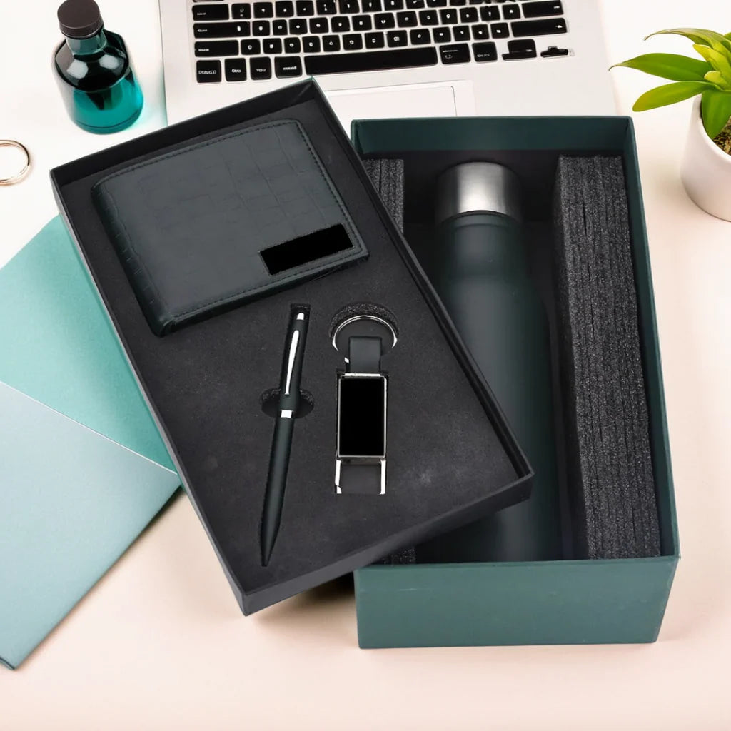 Shayona Premium Corporate Gift Set for Men – Wallet, Stainless Steel Bottle, Pen & Keychain | Luxury Gift Combo for Office, Birthday, Anniversary & Festive Gifting