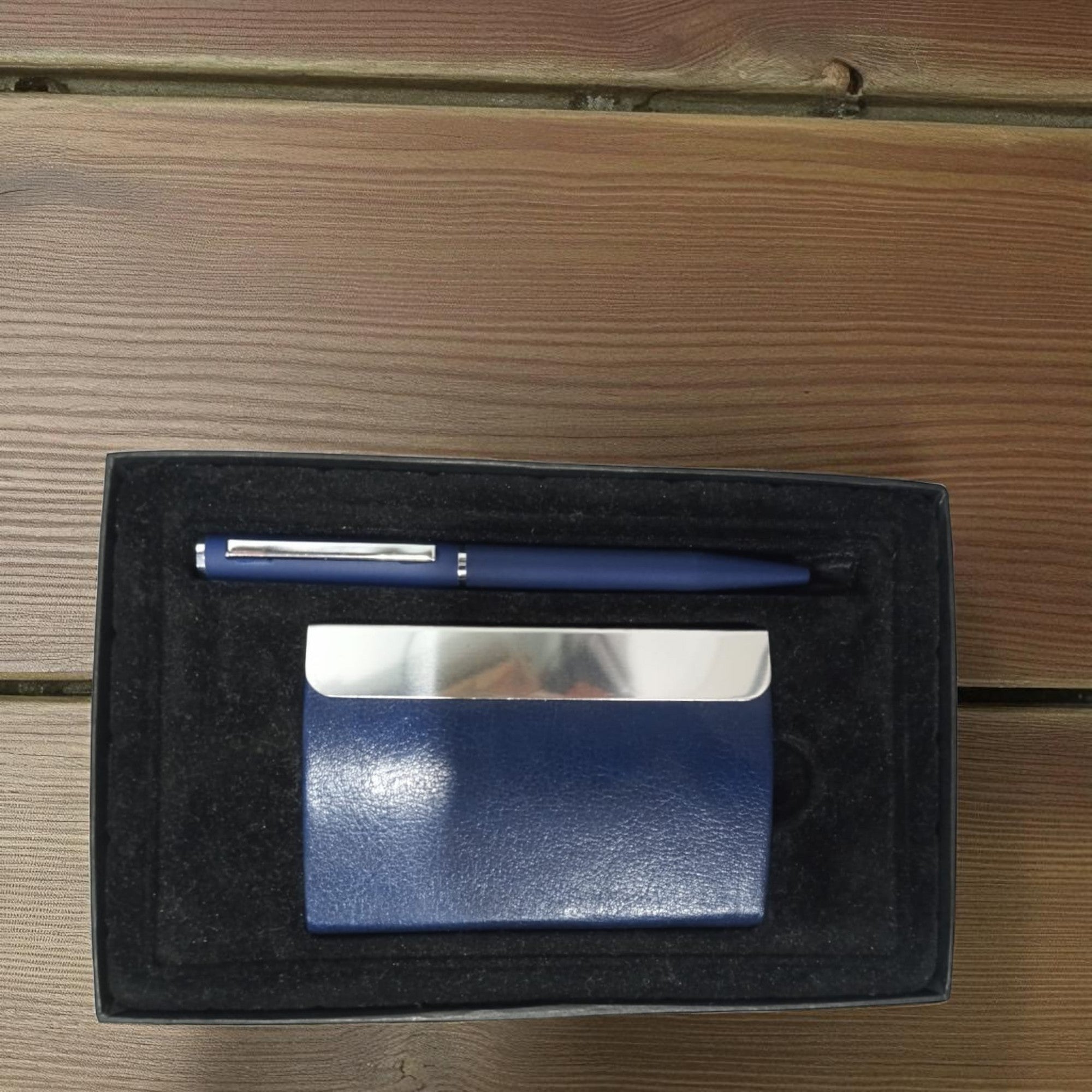 Shayona Metal  Pen Blue Cardholder Gift Set For  Employee Joining Kits