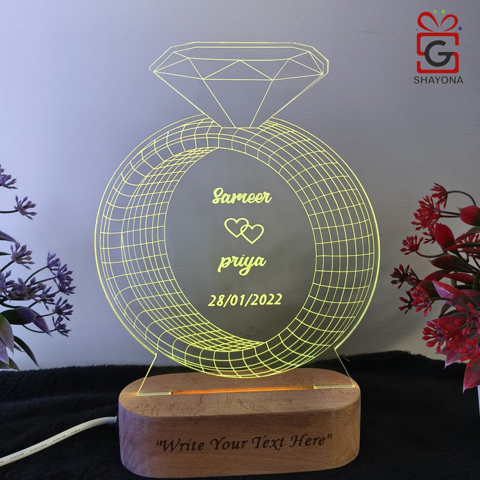 Shayona Engagement Ring Lamp Gift For Couple Wedding Anniversary Gift Lamp Love Night Light (Ring Design Multicolor)