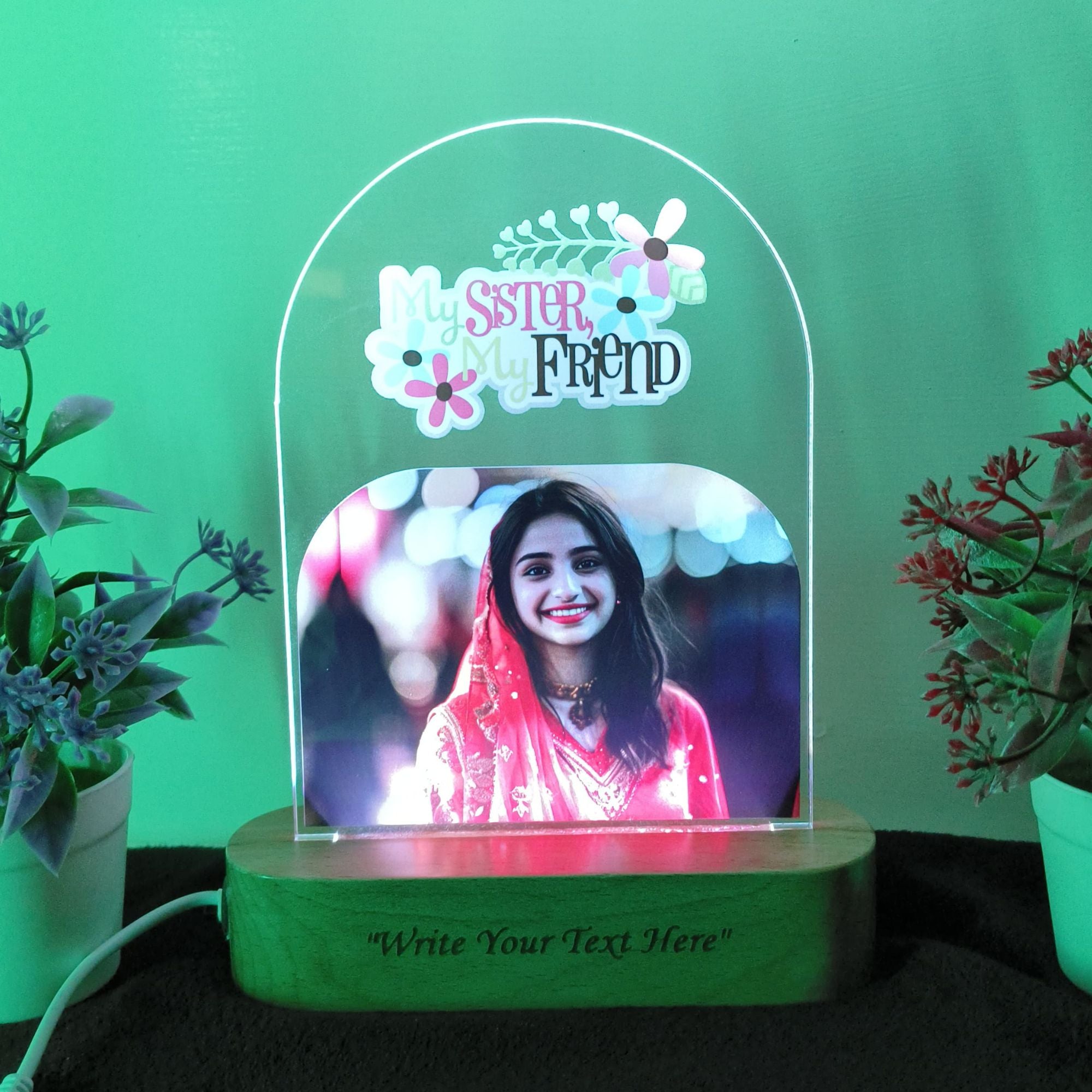 SHAYONA Personalized 3D Illusion Led Lamp Multicolor with Remote Control, gift for sister birthday, from brother, sibling, cousin, gift for him, sister gifts Rakhi gift (28 * 18)