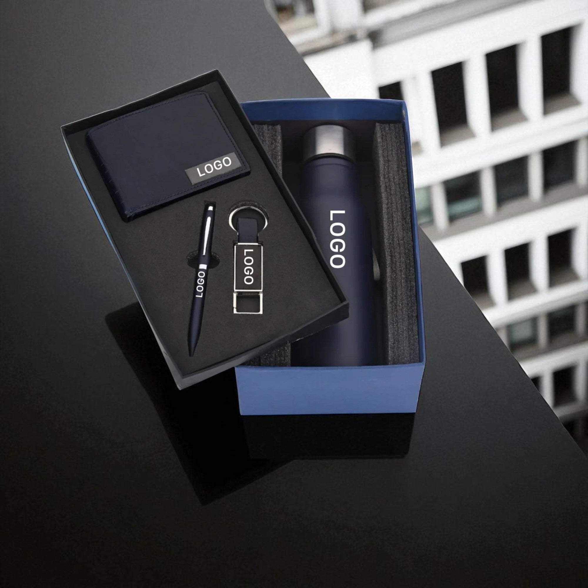 Shayona Premium Corporate Gift Set – Wallet, Stainless Steel Bottle, Pen & Keychain | Luxury Gift Combo for Men | Office, Birthday, Anniversary & Festive Gifting