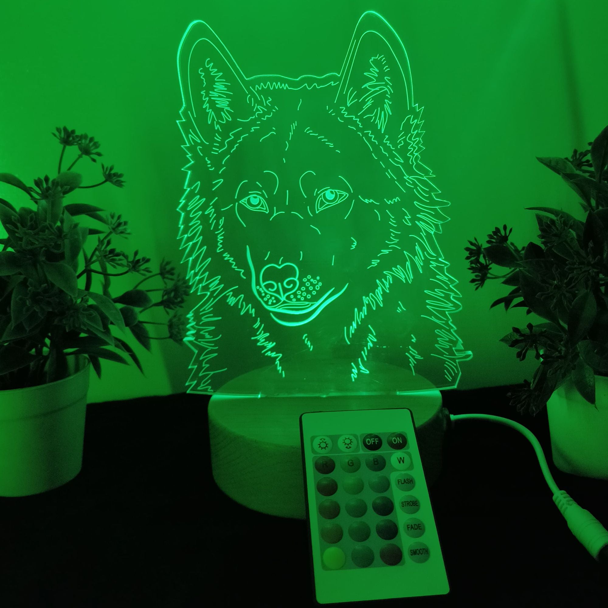 SHAYONA Wolf 3D Illusion Lamp, multicolor with Remote  LED Night Light, Christmas Birthday Gifts for Kids, Bedroom Decor